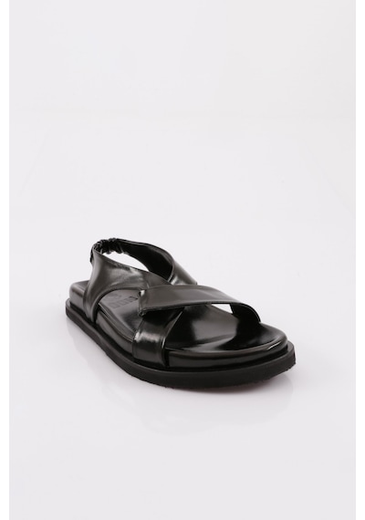 Dgn 3040-2261-R7596 Çapraz Bantlı Kadın Sandalet - Siyah