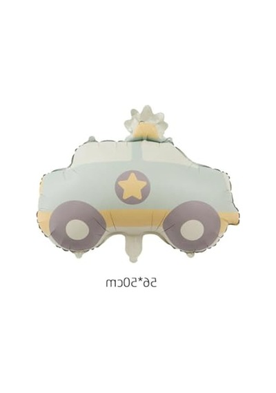 56-50 Cm Boyutunda Retro Polis Arabası Folyo Balon 2 Yaş Mavi