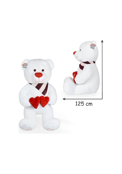 125 Cm Çift Kalp Tutan Melek Annem Masum Ayıcık Beyaz