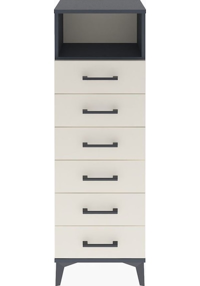 Arges Dolap Tek Raflı 6 Çekmeceli 44x30x134 Antrasit-aytaşı Antrasit