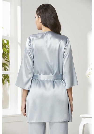 Pierre Cardin 2075 Kadın Saten Sabahlıklı Pijama Takım-mist Mist