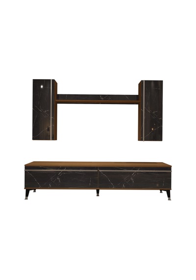 Decoraktiv Eko 7 Mdf Std Silver Tv Ünitesi Tv Sehpası Ceviz - Siyah Mermer