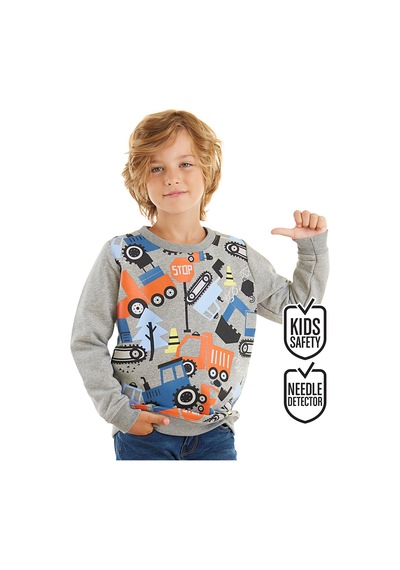 Denokids Sevimli Arabalar Erkek Çocuk Uzun Kollu Sweatshirt