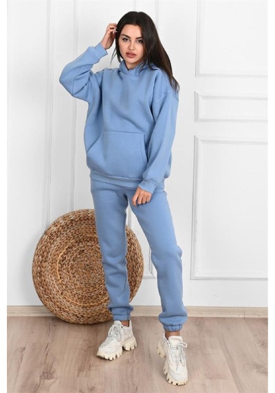 Düz Basic Eşofman Takımı Sweatshirt Jogger - Bebe Mavisi Oversize Şardonlu Kapüşonlu Bebe Mavisi Düz Basic Eşofman Takımı Sweatshirt Jogger - Bebe Mavisi Oversize Şardonlu Kapüşonlu Bebe Mavisi