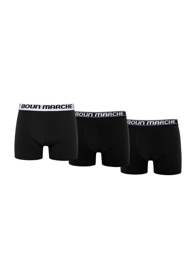 Boun Marche Erkek Boxer Likralı Premıum 3'lü Kutu Jack Beyaz - Siyah Çizgili3
