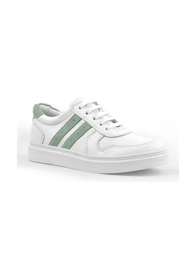 Hakiki Deri Beyaz Bağcıklı Fermuarlı Çocuk Sneaker