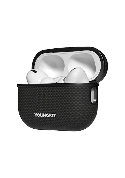 Apple Uyumlu AirPods Pro Kılıf Magsafe Aramid Fiber Youngkit 1500d Kevlar Extreme Wing Serisi Siyah