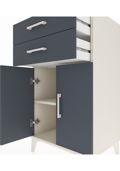 Hyperion Komodin Tek Raflı 2 Çekmeceli 2 Kapaklı 60x44x106 Aytaşı-antrasit Aytası
