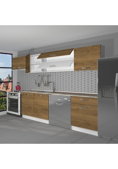 Decoraktiv Elite 280y Mdf Hazır Mutfak Dolabı - Tezgah Dahil - Naturel Pera Meşe