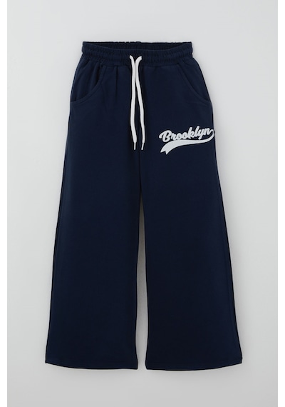 Breeze Kız Çocuk Pantolonlu Takım Brooklyn Yazı Baskılı Bağcıklı 8-14 Yaş, Lacivert