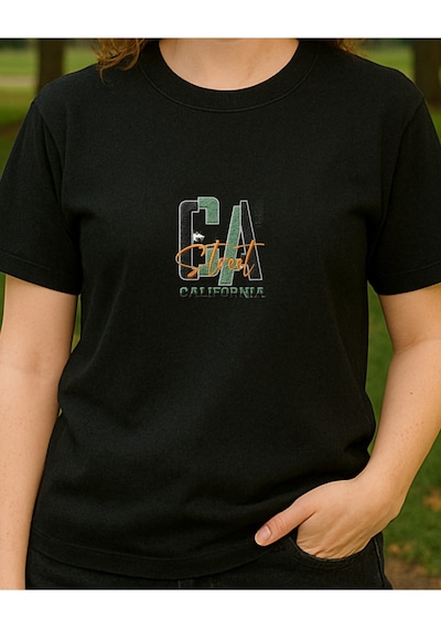 California Ca Baskılı T-shirt Siyah