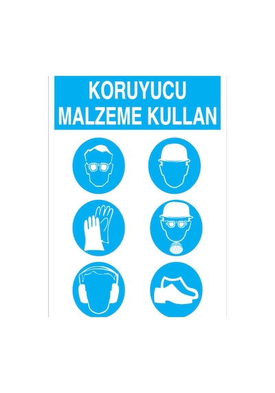 Koruyucu Malzeme Kullan Uyarı Tabelası - 20x30 Foreks - Di22