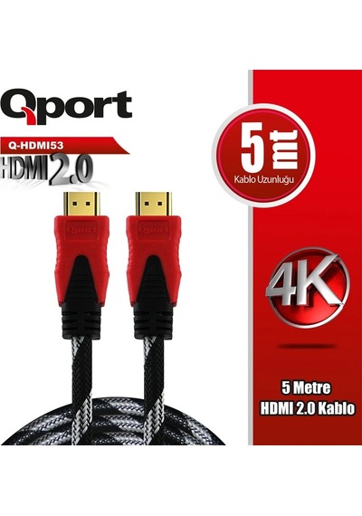 Qport Q-hdmı53 Hdmı 2.0 Versiyon 4k 60hz 5 Metre Örgülü Kablo
