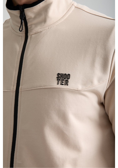 Shooter Sportswear Shooter Erkek Luxe Eşofman Takımı Rahat Kalıp Manşetli Minimal Logo Bej