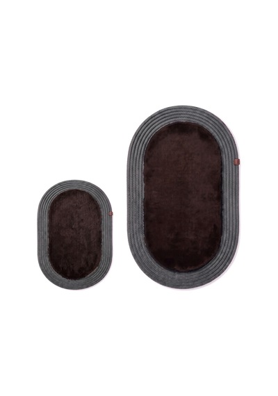Banyo Paspası Takımı 60x100+40x60 Cm Düz Acı Kahve & Antrasit Gri