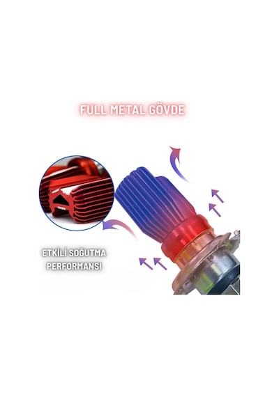 H4 Uzun Kısa Led Far Ampul Motosiklet Otomobil Led Işık 12-24v 6000k Beyaz Yüksek Performans 1800lm
