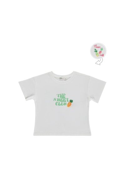 Civil Girls Ananas Baskılı 2-5 Yaş Tişört - Ekru