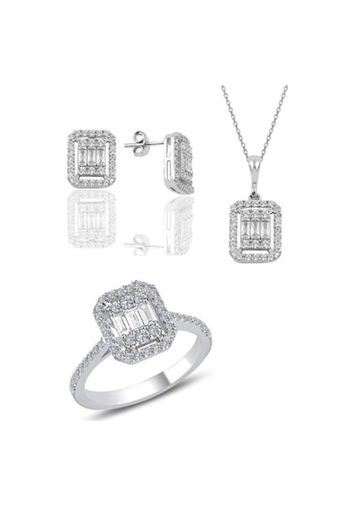 Gümüş Baget Taşlı Üçlü Set (536645046)
