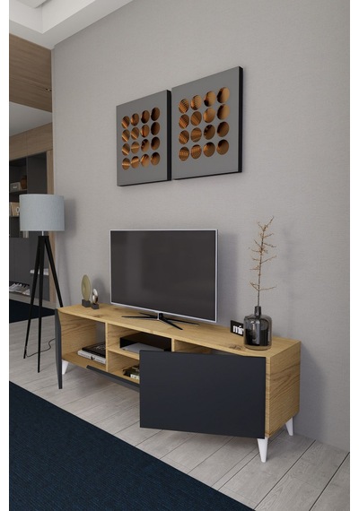Bravix Modern Tv Ünitesi 3 Bölmeli Tv Sehpası Gövde Çamkapakl... Atlantik Çam - Antrasit Bravix Modern Tv Ünitesi 3 Bölmeli Tv Sehpası Gövde Çamkapakl... Atlantik Çam - Antrasit