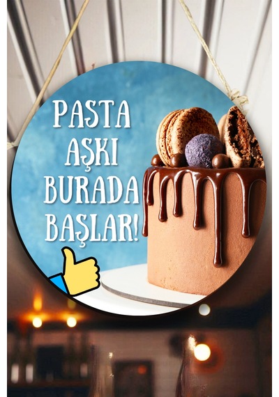 Pastane Salonu Duvar, Kapı, Çift Taraflı Askılı Pano Karşılama Tabelası, Pasta Dükkan Süsü
