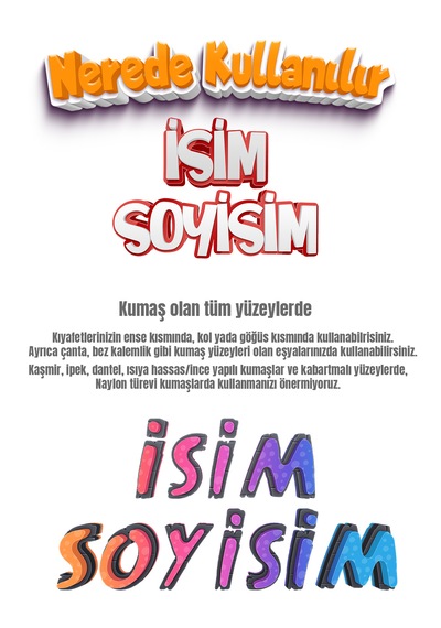 Kıyafet Etiketi - Okul Kıyafet Kumaş Etiketi Kreş Anaokulu İlkokul Kıyafet Kumaş Etiketi Set14 Karışık