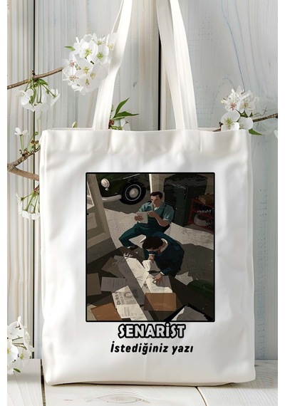 Art Hediye Senarist Baskılı Bez Omuz Çantası Kişiye Özel Model 1 Çok Renkli