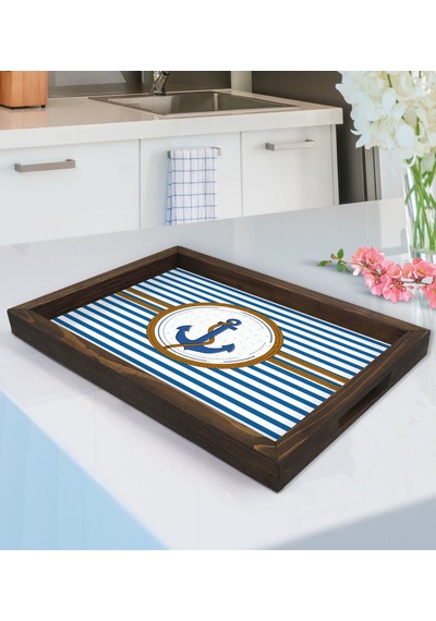 Bk Gift Çapa Tasarımlı Ahşap Tepsi-1