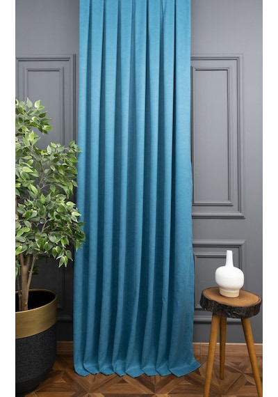Evdepo Home Turkuaz Fon Perde Tek Kanat (539786313) Turkuaz