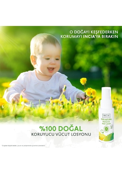 Incıa%100 Doğal Koruyucu Vücut Losyonu Sprey Yenidoğan Bebek Çocuk İçin Limon Okaliptus Vegan 50 Ml