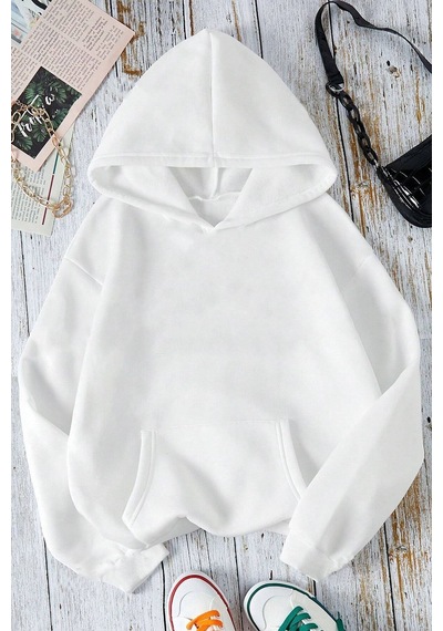 Uyguntarz Enjoy Personel Time Baskılı Oversize Sweatshirt beyaz