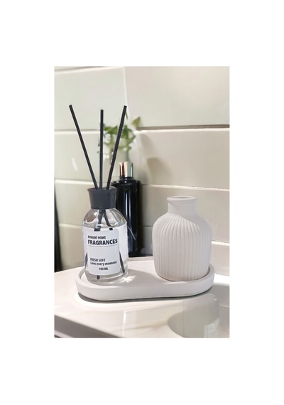 Dekoratif Mini Pampas Kuru Çiçek Vazosu Fresh Soft Oda Kokusu Standlı Set