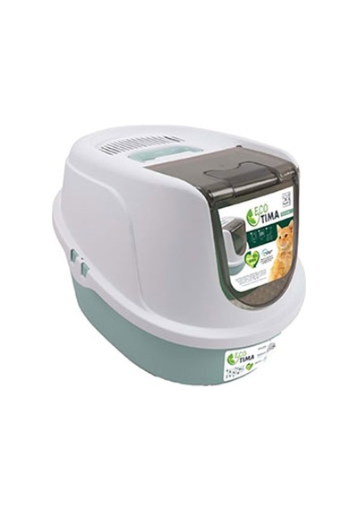 M-pets Eco Tima Kapalı Kedi Tuvaleti Deniz Yeşili 40x38x53 Cm 244-53021.01