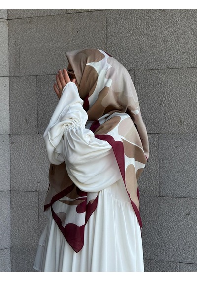 Qalortex Scarf Pamuklu Vera Desen Eşarp-bordo