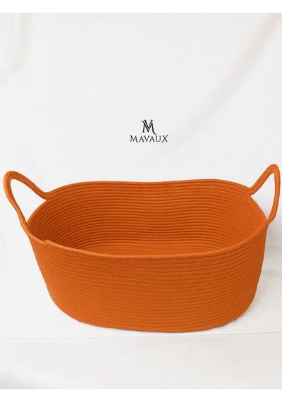 Mavaux Hasır Jüt Dekoratif Sepet 20x30x50 Cm, Oyuncak, Çamaşır, Banyo, Mutfak Ve Düzenleyici Saklama Sepeti Turuncu