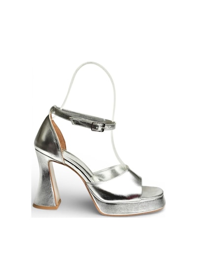 Fox Shoes Y404850209 Gümüş Kalın Topuklu Kadın Ayakkabı Gümüş