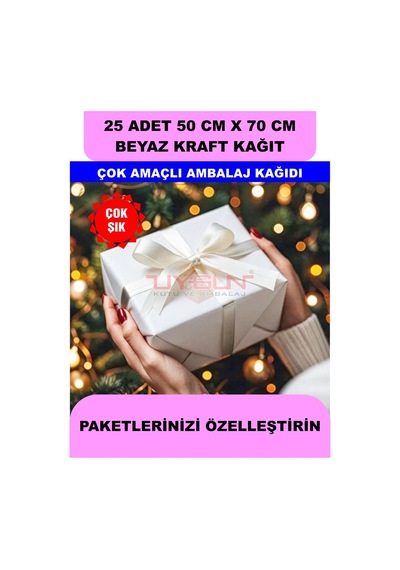 25 Adet 50cm X 70cm 120 Gr. Çift Yönlü Beyaz Kraft Ambalaj Kağıdı, Hediye Ürün Paketi, Oto Paspası, Çocuk Etkinlik