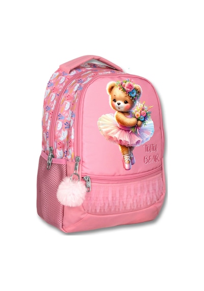 Ümit Çanta Üç Gözlü Kız Çocuk İlkokul Çantası - Balerin Ayıcık - Pembe - 5000 Pembe