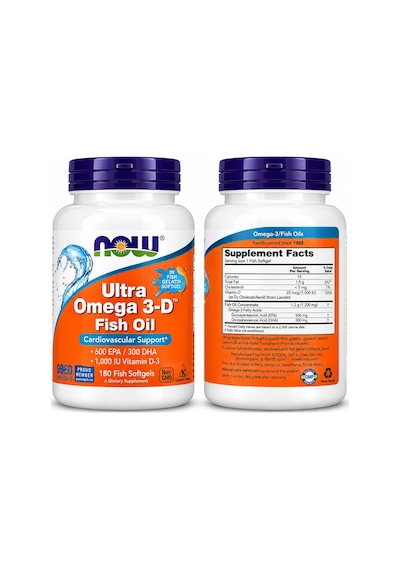 Now Foods, Ultra Omega 3-d Fish Oil Epa Dha Vitamin D3 Cardiovascular Support 180 Fish Softgels