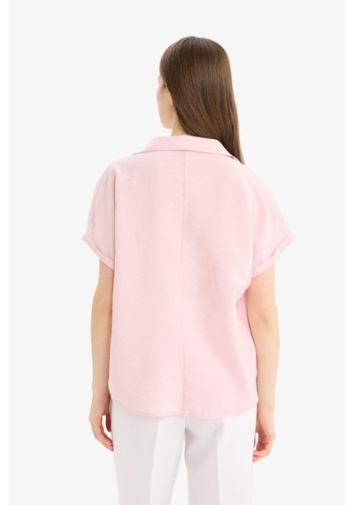 DeFacto Comfort Fit Gömlek Yaka Basic Düz Kısa Kollu Bluz E5989AX25SPPN130