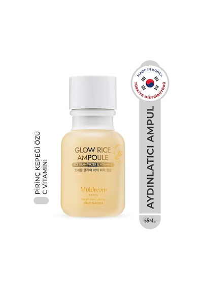 Muldream Glow Rice Ampoule Pirinç Kepeği Suyu Onarıcı Ampul 55 ML