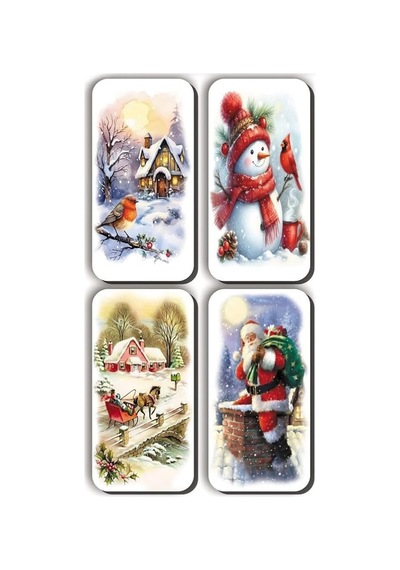 Lü Simli Magnet Yeniyıl Yılbaşı Kardan Adam Kar Manzaraları Hediye Magnet 5 5 X 11 Cm Genel