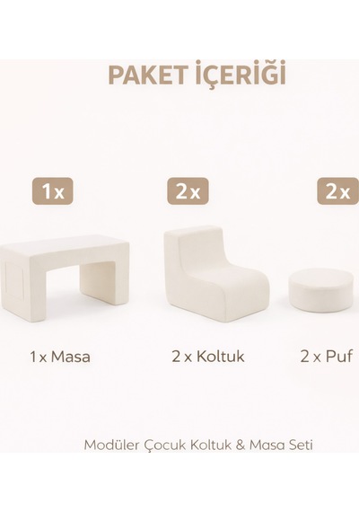 Modüler Çocuk Çalışma, Oyun Ve Etkinlik Masa Sandalye Takımı Sarı