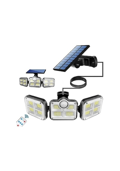 Güneş Enerjili 122 Ledli Hareket Sensörlü Bahçe Aydınlatma Sokak Lambası Solar Çok Renkli