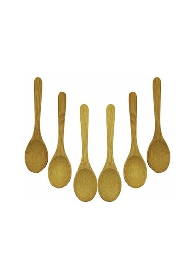 Bambu Çay Kaşığı Seti, Oval Ahşap Kaşık, Doğal Bambu Malzeme, 6 Parça