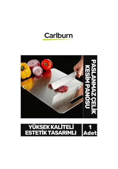 Yüksek Kaliteli Estetik Tasarımlı Dayanıklı Kaymaz Yüzey Paslanmaz Çelik Sebze Meyve Et Kesim Panosu Çok Renkli