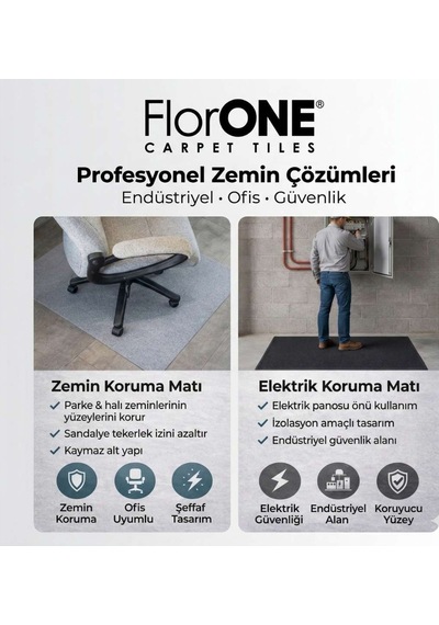 FlorONE Anti-Fatigue Mat Yorgunluk Önleyici İş Yeri Paspası Sarı Şeritli 90 x 150