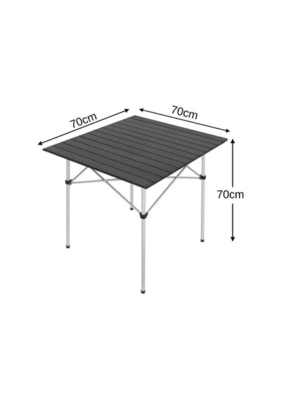 Portatif Alüminyum Katlanır Kare Kamp Masası 70x70x70 Siyah Genel