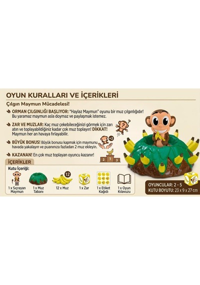 Fırlayan Haylaz Muz Maymun: Heyecanlı Muz Toplama Yarışı 14 Parça Eğitici Oyuncak Kutu Seti