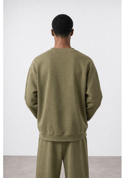 Erkek Respire Basic Oversize Sweatshirt Haki