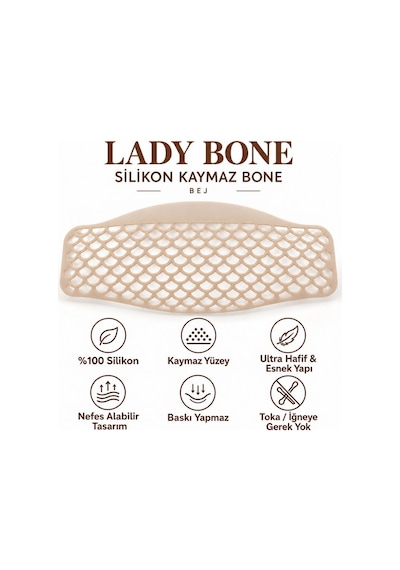 Lady Bone %100 Silikon Kaymaz Tesettür Bonesi Bej Çok Renkli